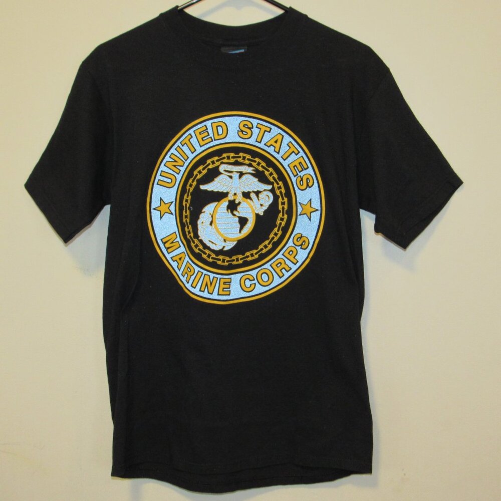 VTG 80S 90S USMC US MARINES Soffe Reflective Black Tee T Shirt Men's sz M USA